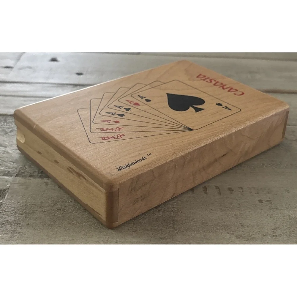Wishfulwoods Maple Box Vintage  Playing Cards ~‎ 2 Full Desks w/Jokers